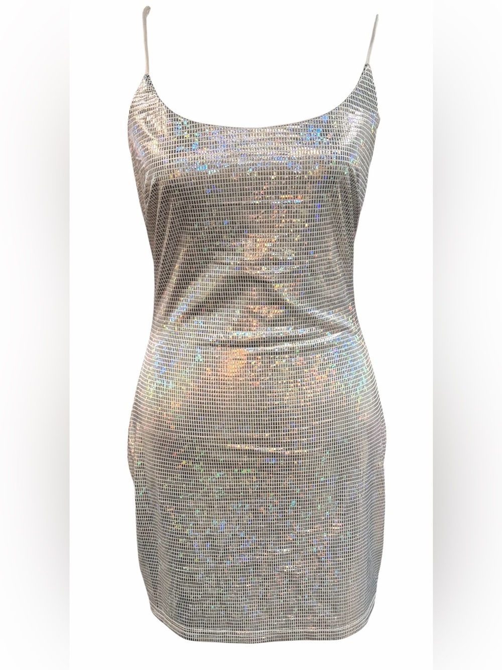 Superdown Revolve Silver Holographic Mini Dress